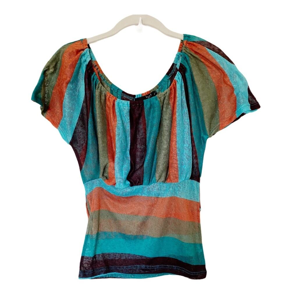 3/$15  Love J Striped Short Sleeve Top Size Small